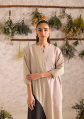 Beige Colour Blocked Set